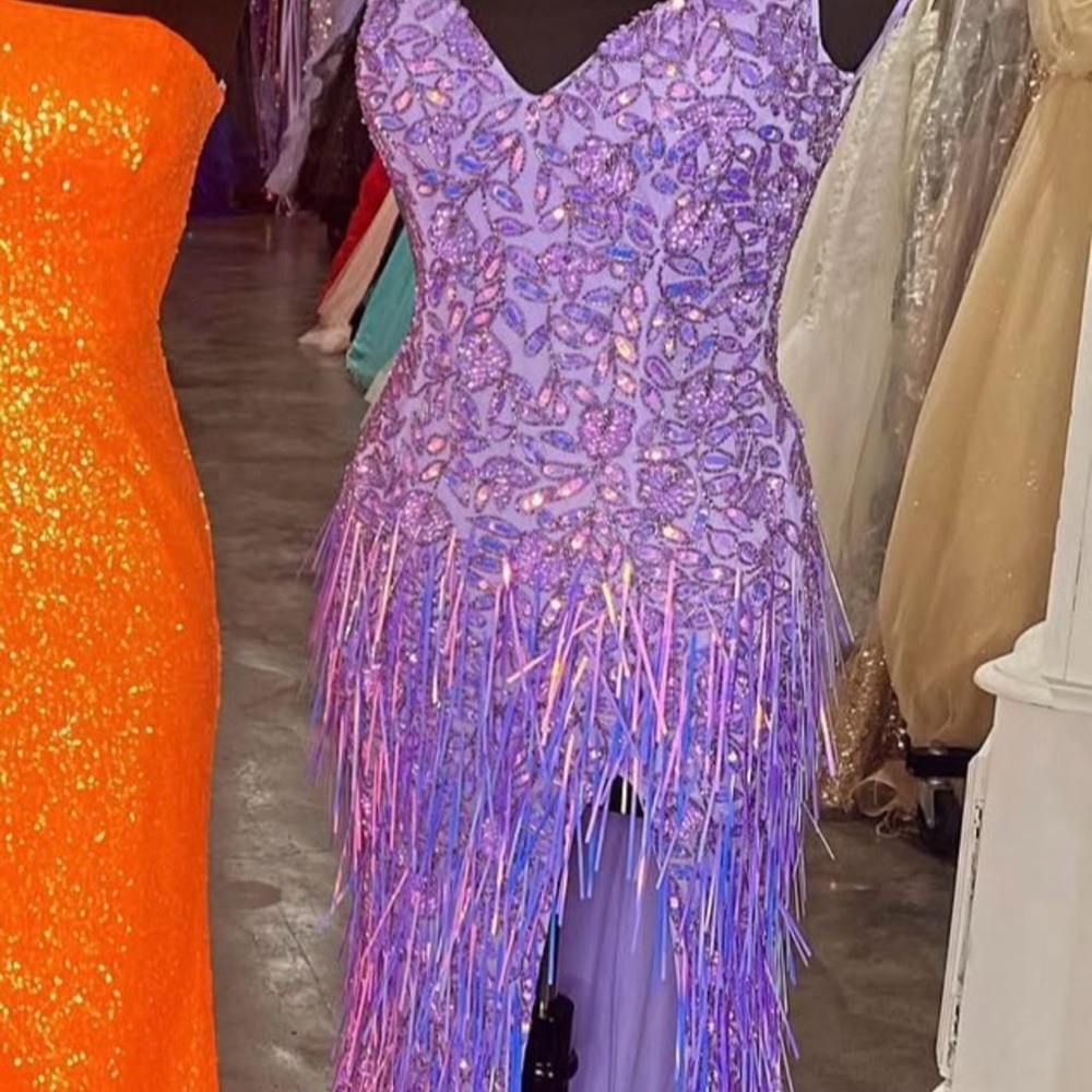 Rachel Allan Purple Sequin Prom Dress Size 12 - Picture 2 of 4